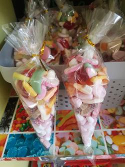 Sweet cone with marshmallows
