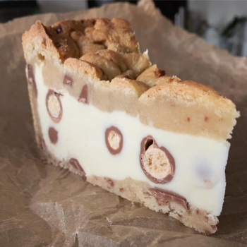 White Chocolate And Malteser Cookie Pie Slice