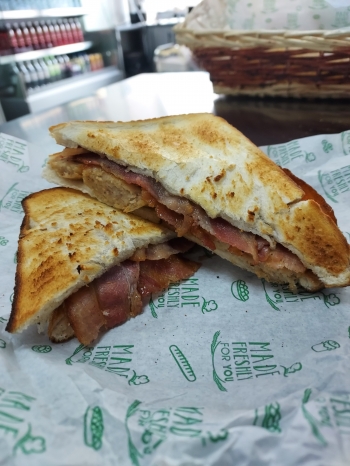 Bacon And Sausage Toasted Sandwich
