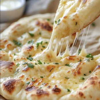 Cheese Stuffed Garlic Naan Bread